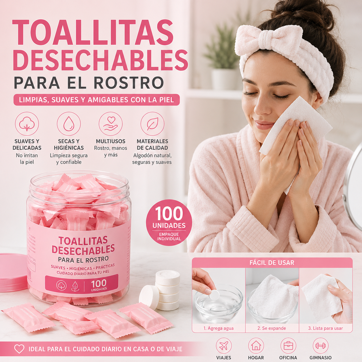 【200 piezas】toallas desechables, toallas faciales comprimidas portátiles
