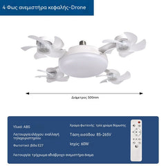【50% de descuento en pedidos realizados hoy】Ventilador tipo dron de cuatro aspas con luz E27 y control remoto