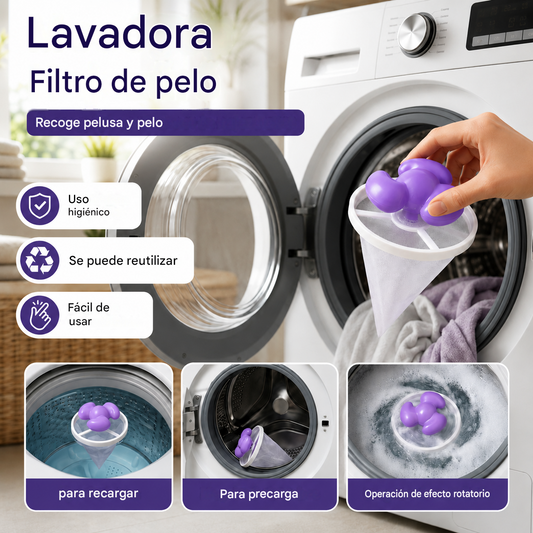 🌀6 piezas 25€✨ Filtro Flotante para Lavadora – Atrapa Pelusas, Cabellos y Pelos de Mascota en Cada Lavado 🧺