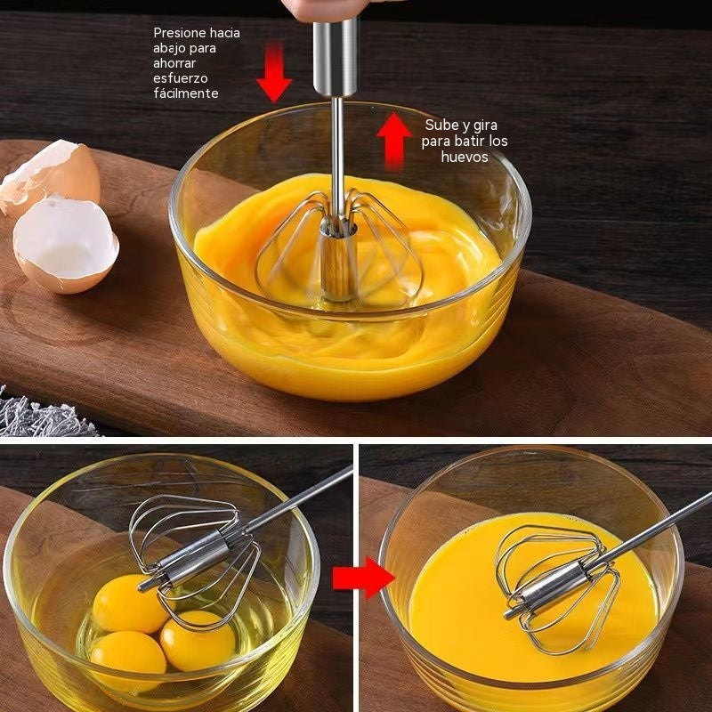 🔥【Compra uno y llévate otro gratis】✨Batidor de huevos semiautomático de acero inoxidable