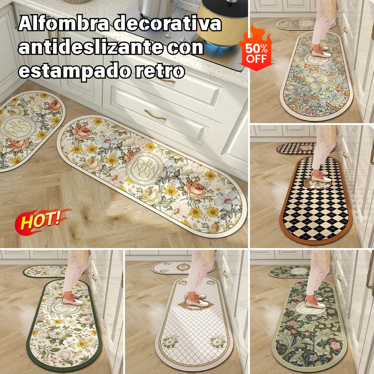 【45*75cm】💥Oferta por tiempo limitado💥Nueva alfombra de cocina de barro de diatomeas, absorbente de agua, antideslizante y resistente a la suciedad