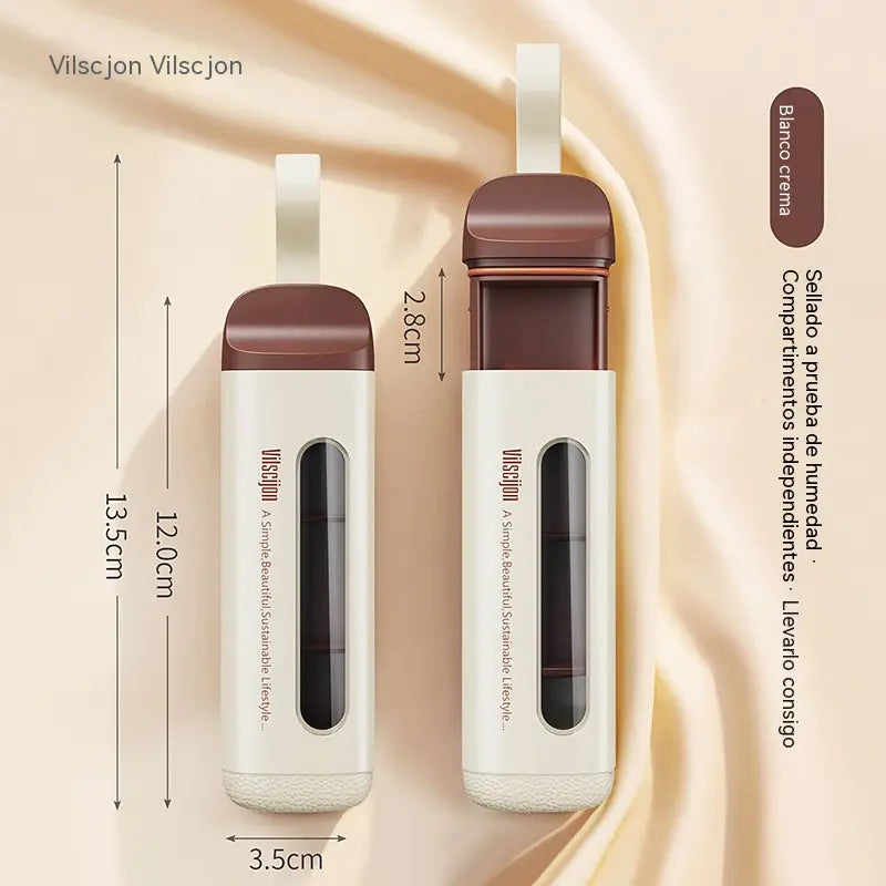 【Compra 1 y llévate 1 gratis】 Mini pastillero con tres compartimentos para uso matutino, vespertino y nocturno, portátil.