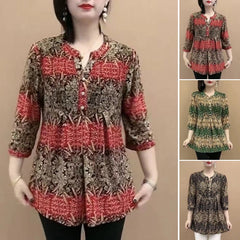 【30%OFF】🔥🔥✨️🍁【XL-4XL】Camisa de seda de hielo con cuello en V y botones elásticos, cómoda, talla grande, 2025