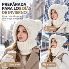 🧣❄️ Gorro de Punto 3 en 1 para Mujer | Bufanda, Cuello y Mascarilla Integrados | Forro Polar, Orejeras y Protección contra el Viento para Ciclismo 🚴‍♀️