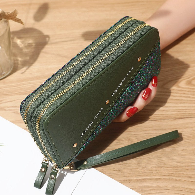 🔥Último día⏰50% de descuento👛 Billetera para mujer de gran capacidad con doble cremallera y diseño moderno en contraste