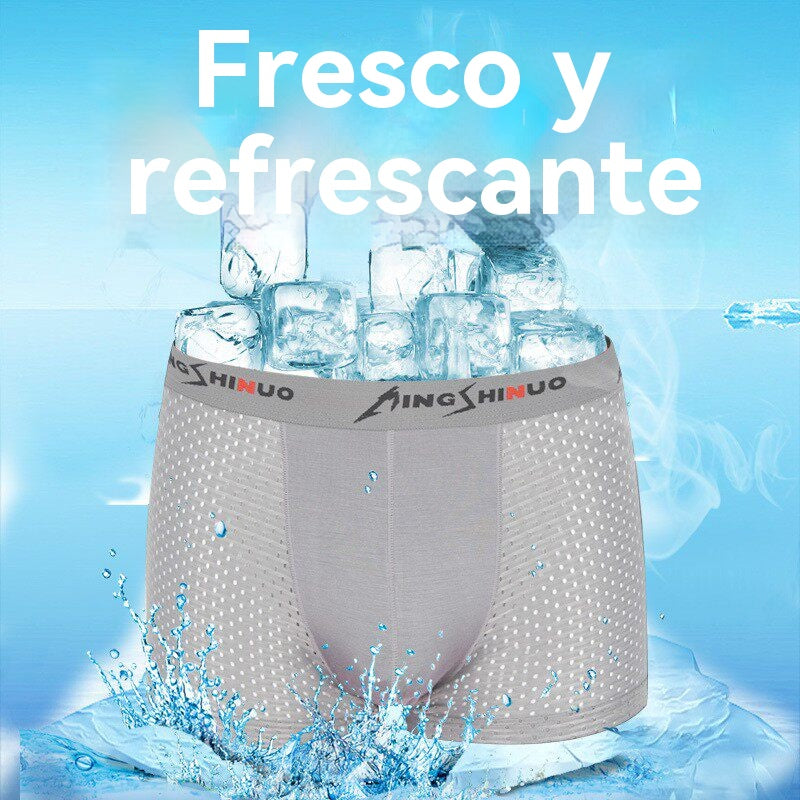 🔥🔥【Juego de 4 piezas】Calzoncillos bóxer elásticos de malla transpirable y cómodos para hombre