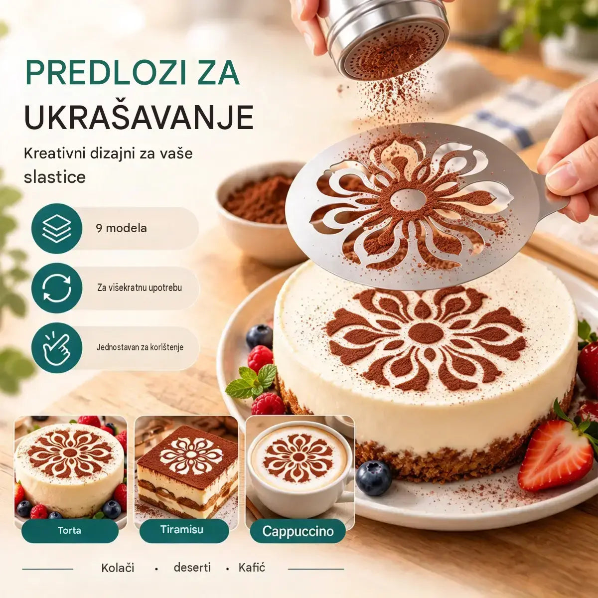 Šablona od nehrđajućeg čelika za latte art
