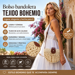 👜 ¡Pago contra entrega! ✨ Bolso bandolera tejido estilo boho, elaborado a mano, correa regulable y muy ligero ✨