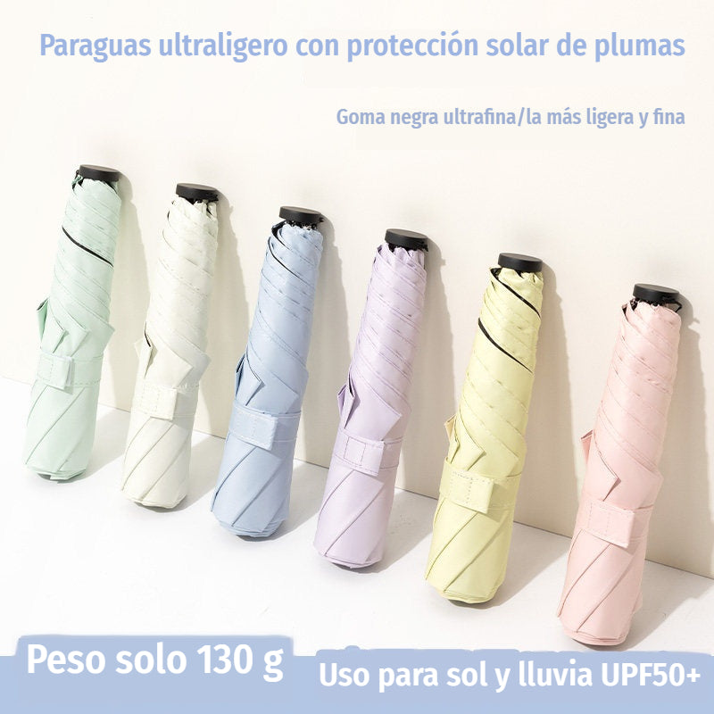☂️🌞 Paraguas ultraligero para todo clima – Revestimiento nano negro UPF50+ (protección UV) y alta resistencia al viento
