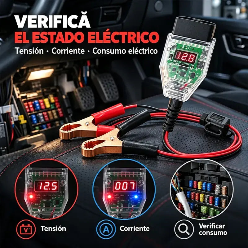 🔋🛠️ OBD Herramienta para Cambio de Batería de Coche | Detector de Fugas de Corriente con Pantalla Digital ⚡