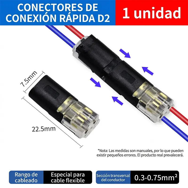 🥳 ¡50% de descuento! ⏰ 【1000 unidades en stock】 Conector de doble cable con hebilla de bloqueo, cierre de seguridad, antideslizante ⚡️