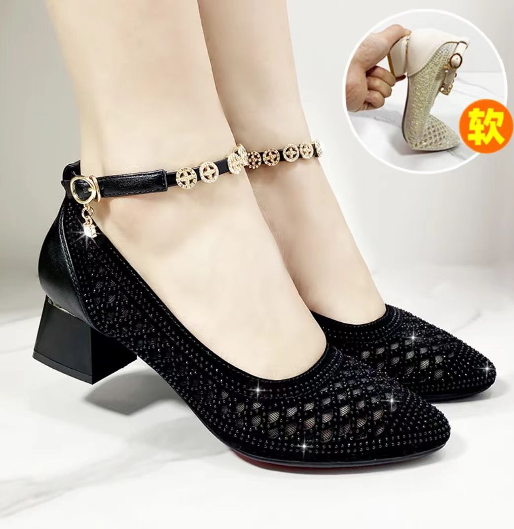 ✨✨【35-40】Sandalias de tacón alto con diamantes de imitación para mujer