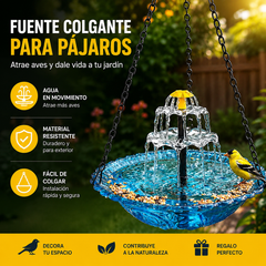 🔥🔥 50% de descuento – Fuente colgante solar para baño de pájaros con estilo cascada