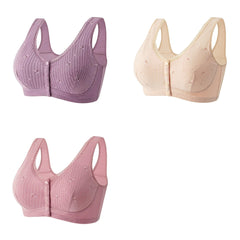 【3 piezas】👙✨ Sujetador suave sin aros con cierre frontal – cómodo, transpirable y perfecto para mujeres maduras
