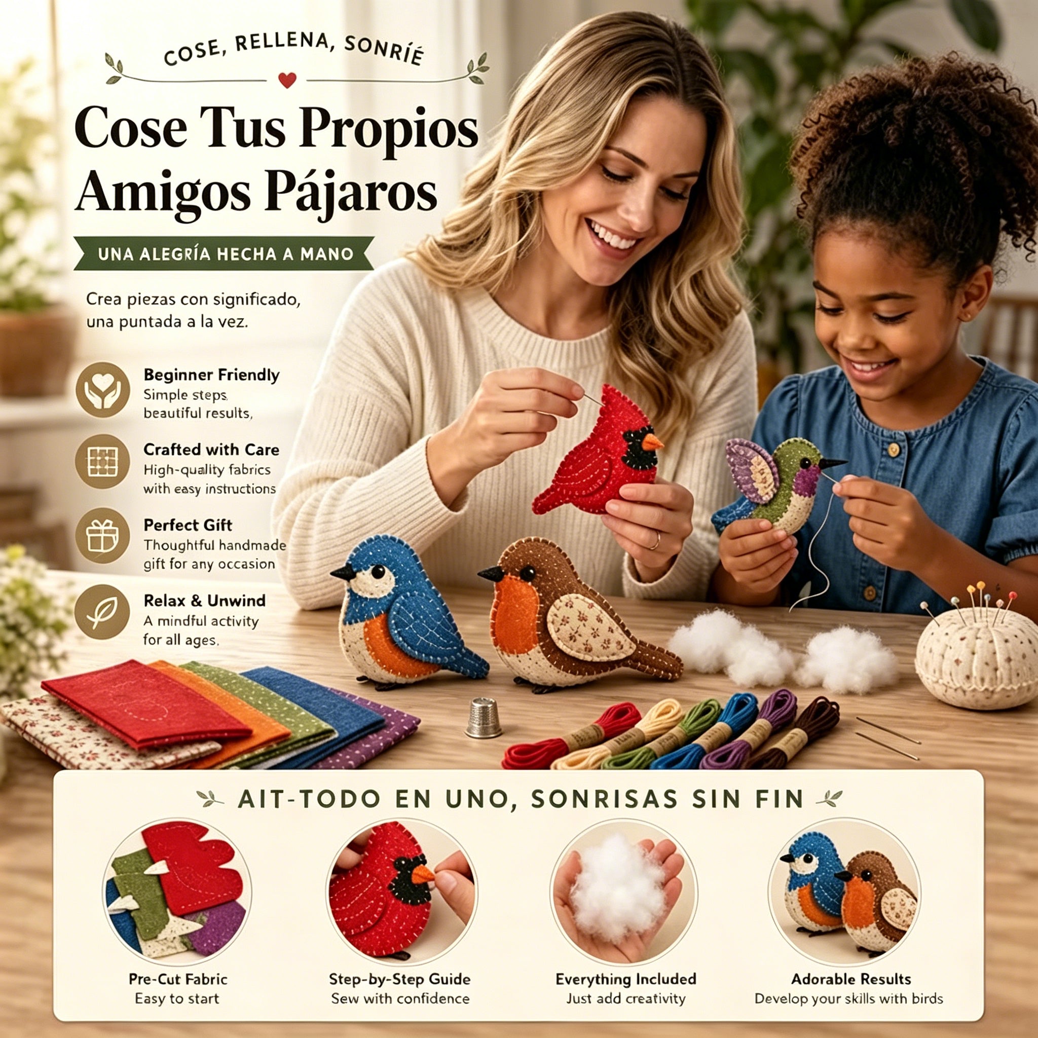 ✨50% de descuento🎨✂️ Set de arte DIY de tela – crea tus propios animales de tela, manualidades creativas hechas a man