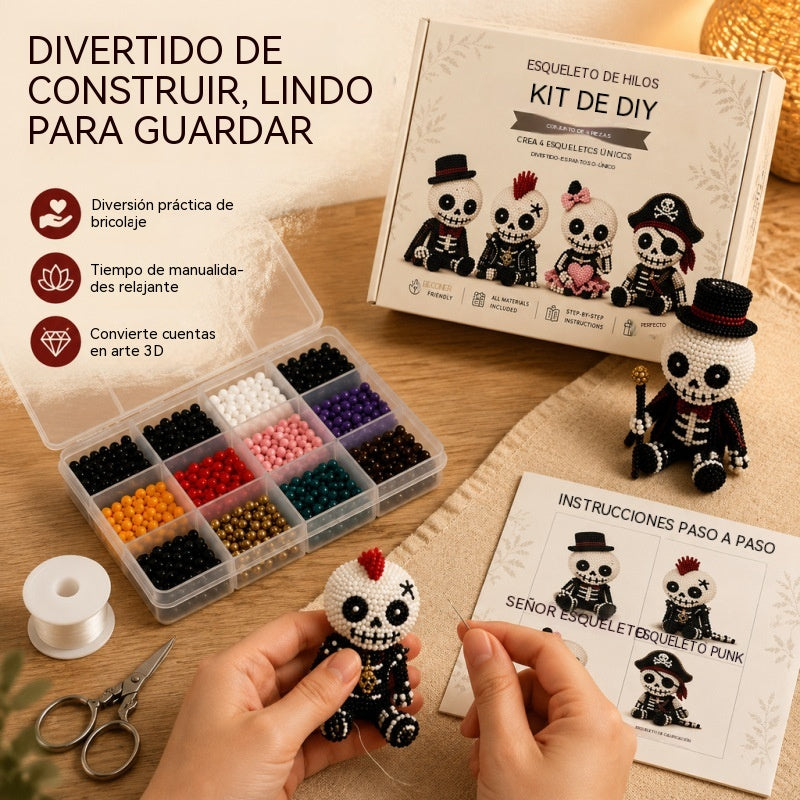🔥【Oferta especial por tiempo limitado】🧵✨Kit de manualidades: esqueleto 3D con cuentas
