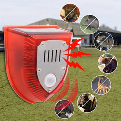 Alarma solar, luz de alarma antirrobo con sensor de cuerpo humano, repelente de animales ultrasónico