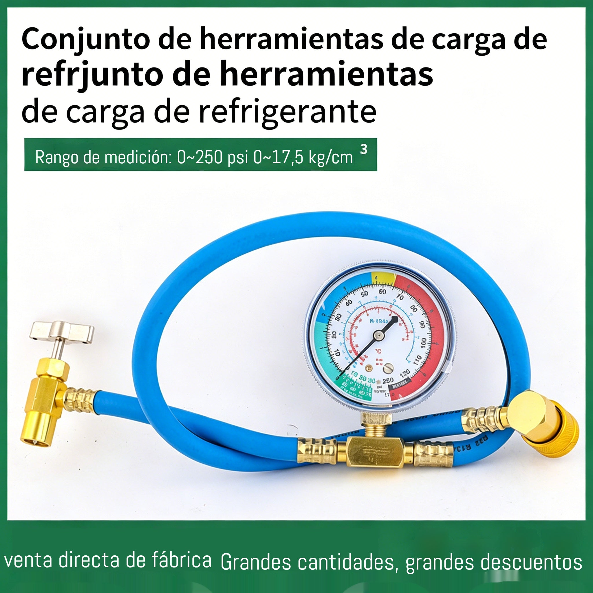 🔧❄️ Manguera de recarga de refrigerante AC R134a con manómetro – Antifugas, fácil de leer y compatible con coches, camiones o aire acondicionado doméstico – Recarga DIY segura 🚗