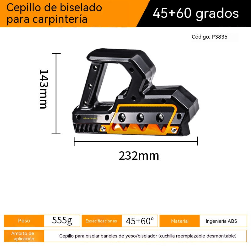 Cepillo de biselar de 45 grados para placas de yeso multiusos, cepillo de carpintería de doble uso