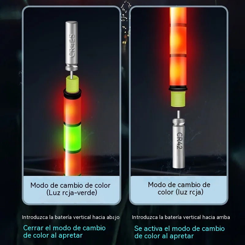 Flotador automático de profundidad ajustable con excelente visibilidad nocturna. ¡Cambia de color al instante cuando pica un pez! ¡No te pierdas ni un solo lugar de pesca!