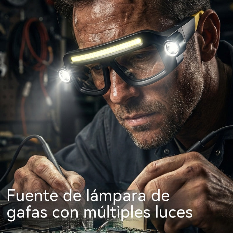 👓Linterna frontal COB para gafas, luz de trabajo protectora, linterna frontal de alta intensidad para exteriores, recargable por USB.