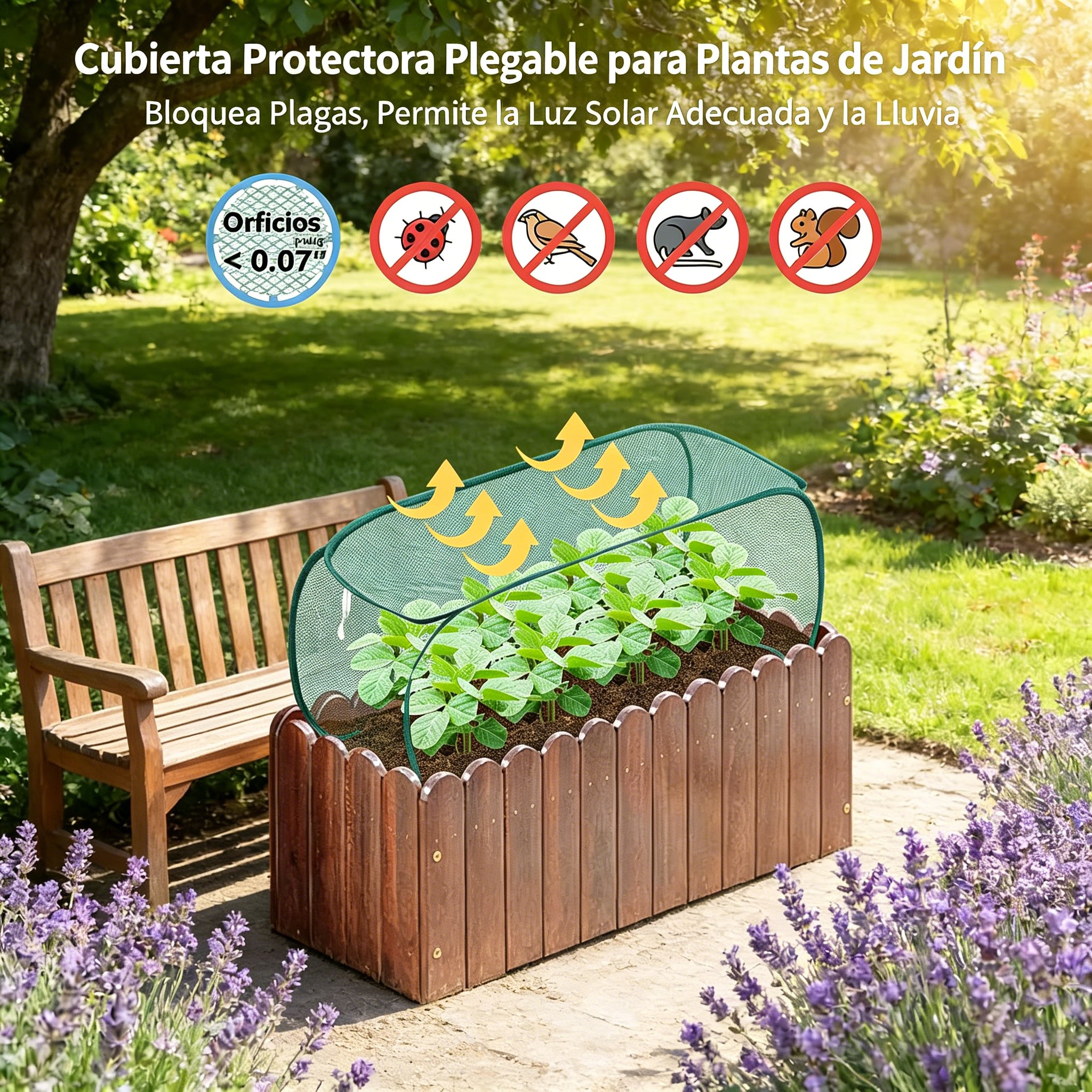 🌿☀️ Cubierta plegable de sombra para plantas – protección UV, malla anti-insectos y anti-pájaros para huerto, tejido transpirable y montaje sencillo 🛡️