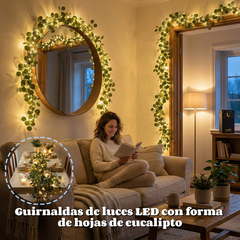 💡☀️La guirnalda de luces LED con forma de hojas de eucalipto crea un ambiente romántico.