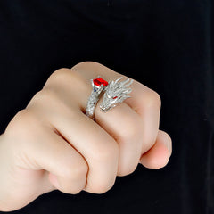 ✨💍Anillo de lujo con zafiro, rubí y dragón chapado en oro de 18 quilates