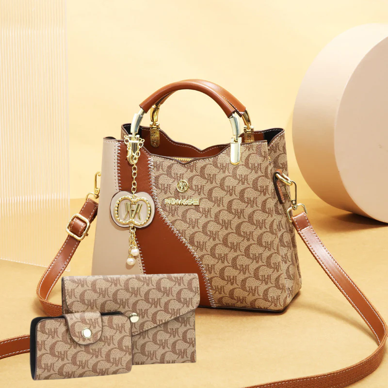 👜 ¡50% de descuento por tiempo limitado! ✨ Set de 3 piezas de bolso tipo cubo estampado [bolso cruzado + cartera + tarjetero], espacioso, estilo retro 🌼