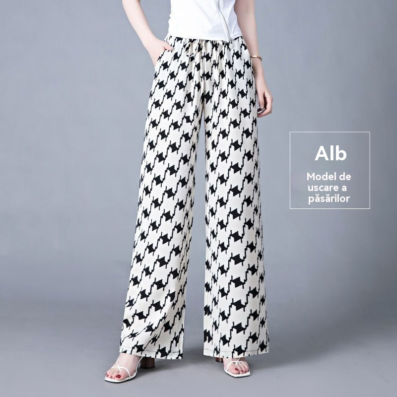 🔥【40-105KG】👖Pantalones casuales de mujer confeccionados en seda glacial, talla grande, corte ajustado, agradables para la piel y transpirables