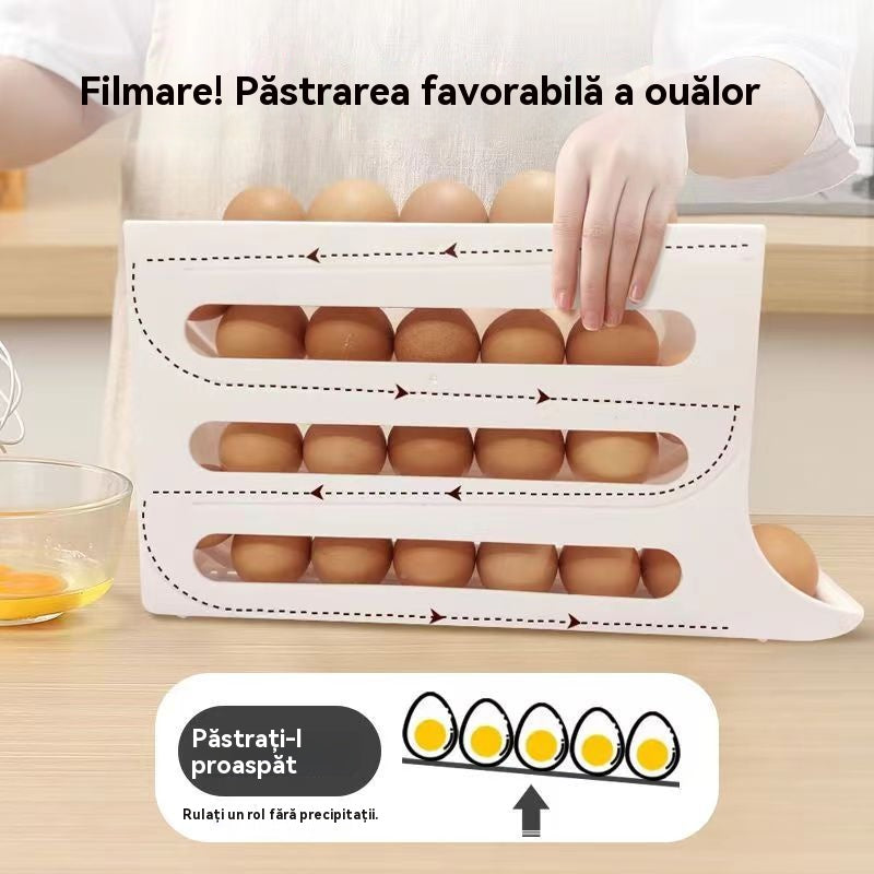 🥚🔥【Compra 1 y llévate 1 gratis】Caja de almacenamiento de huevos deslizante automática de múltiples capas