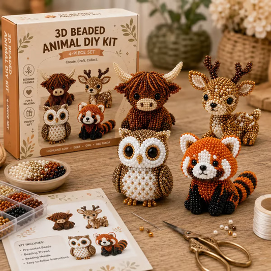 🏆Oferta por tiempo limitado: 50% de descuento🧵✨Kit de manualidades con pequeños animales 3D con cuentas