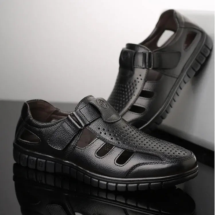 🔥2025 Sandalias de verano transpirables para hombre, de piel auténtica, cómodas