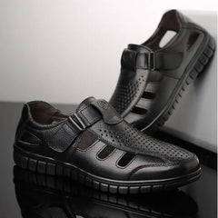 【39-44】🔥2025 Sandalias de verano transpirables para hombre, de piel auténtica, cómodas
