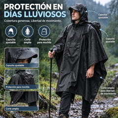 🏕️ Poncho de Lluvia Multifunción 3 en 1 | Capa Impermeable + Tienda de Campaña + Manta de Suelo | Para Senderismo y Camping 🌧️
