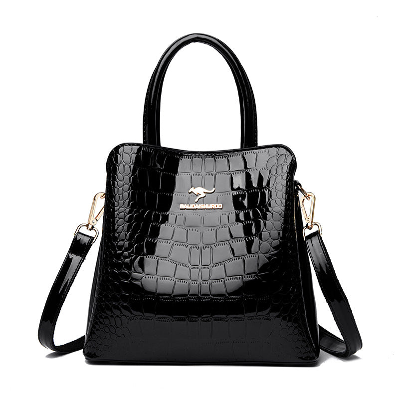 👜 ¡TIEMPO LIMITADO: 50% DE DESCUENTO! ✨ Bolso de mano brillante para mujer con estampado de cocodrilo: estructurado, detalles dorados, espacioso y elegante 💼