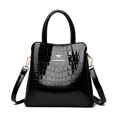 👜 ¡TIEMPO LIMITADO: 50% DE DESCUENTO! ✨ Bolso de mano brillante para mujer con estampado de cocodrilo: estructurado, detalles dorados, espacioso y elegante 💼