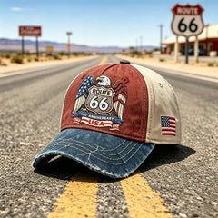 🧢🌟Gorra de béisbol retro ajustable de la Ruta 66, la elección perfecta para los entusiastas del ciclismo.