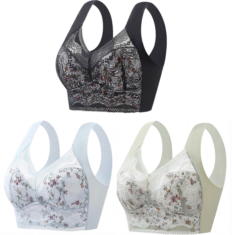 【3 piezas】💕🎁Sujetador de talla grande de seda de hielo sin costuras, transpirable y ajustable【40kg-100kg】