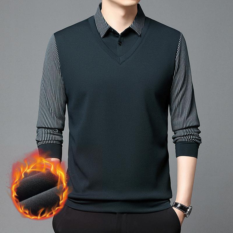 👔[M-4XL]Suéter de dos piezas de chenilla sintética para hombre con terciopelo y engrosamiento para mantener el calor