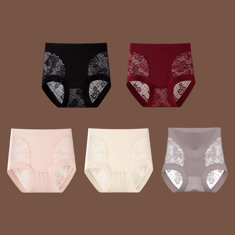 🔥【5 pieza 27 euros】Braguitas de control de abdomen de alta elasticidad con encaje sin costuras para mujer, bragas moldeadoras y levantadoras de glúteos