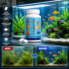 🔥Compra 1 y llévate 1 gratis (2 botellas-400 piezas)🐠🌿 Pastillas purificadoras de agua para acuario + pastillas oxigenadoras