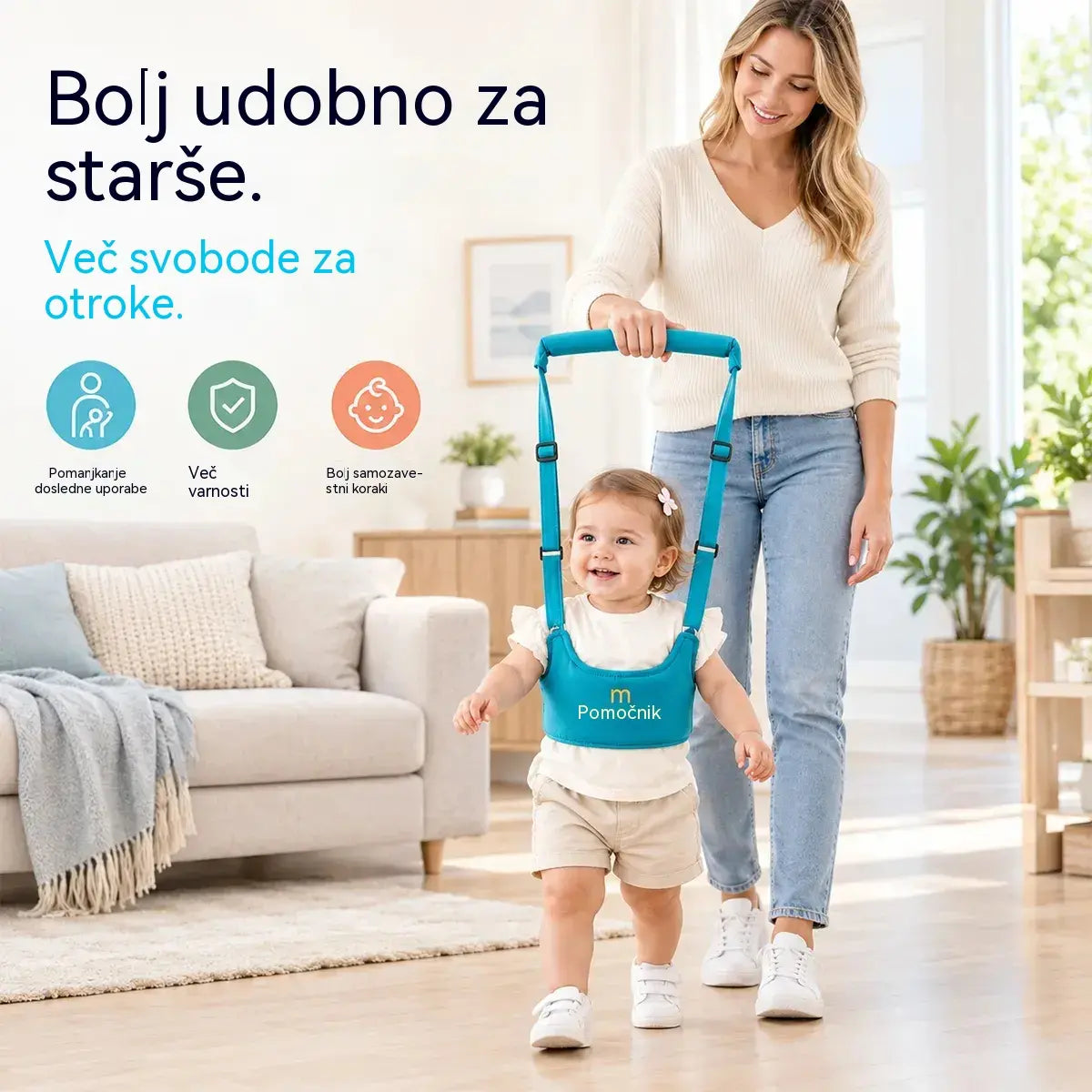 Otroški pas za hojo 2 v 1 – zračen, ergonomski in zaščita pred padci 👶🚼