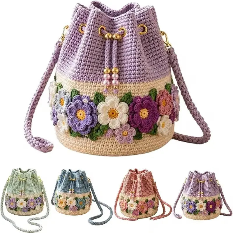 🌼 Bolso Cubo de Ganchillo Artesanal – Estilo Bohemio con Flores, Único y Atemporal 👜