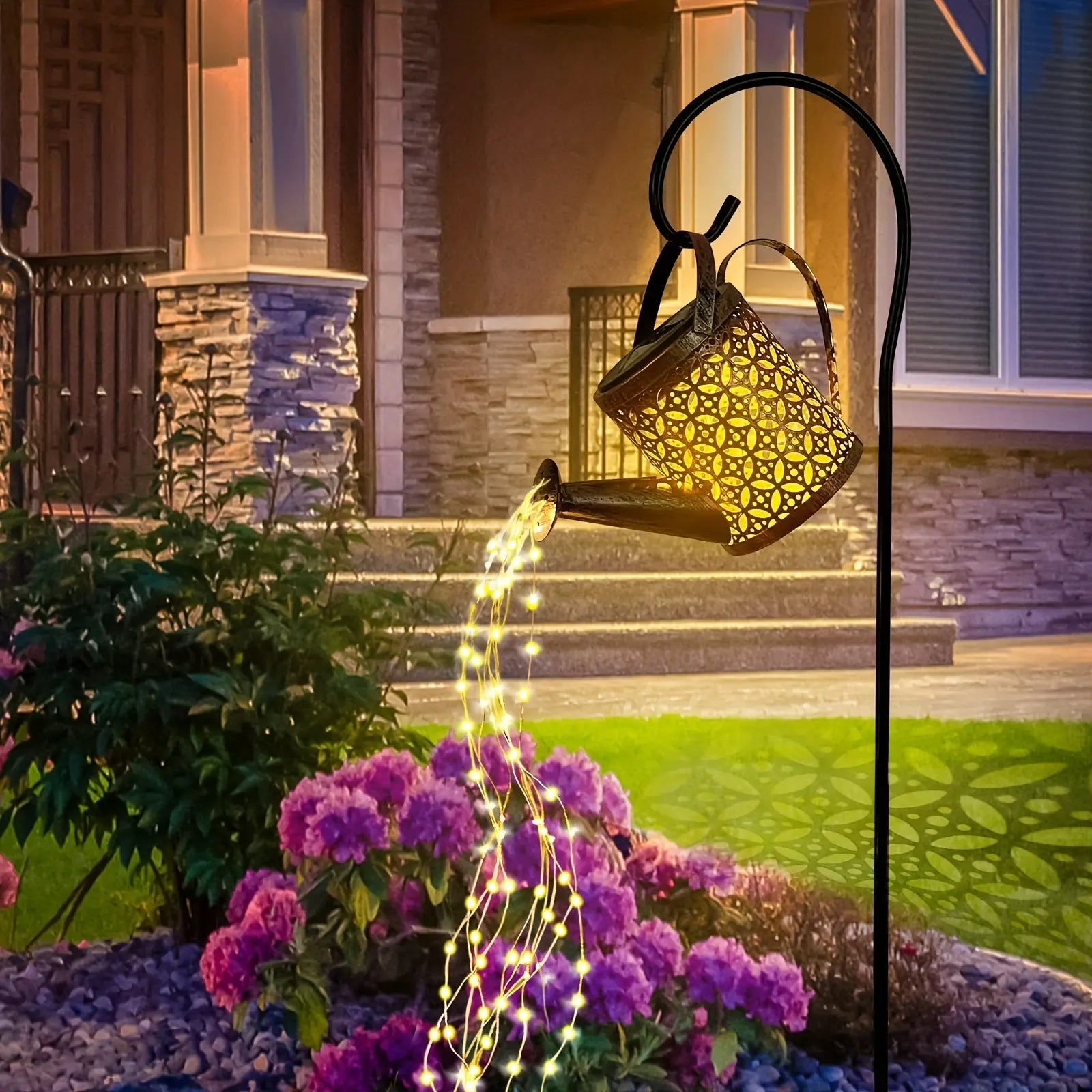 💐🔥【Hervidor pequeño + soporte】Lámpara solar de tetera para decoración de jardín