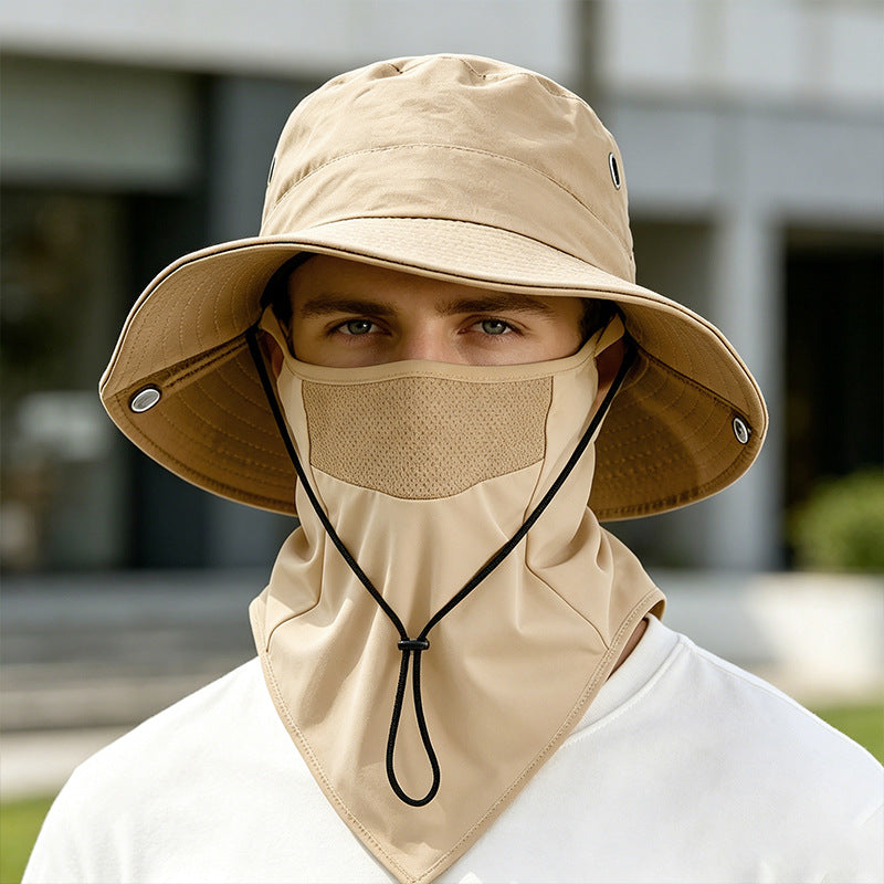 Gorro de pescador transpirable con mascarilla facial desmontable