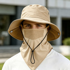 Gorro de pescador transpirable con mascarilla facial desmontable