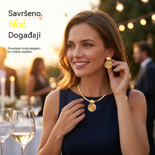 🔥 50% popusta 💎 Moderan i elegantan set ogrlice i naušnica ✨ Elegantno i klasično, idealno za svakodnevno nošenje i zabave 🌿