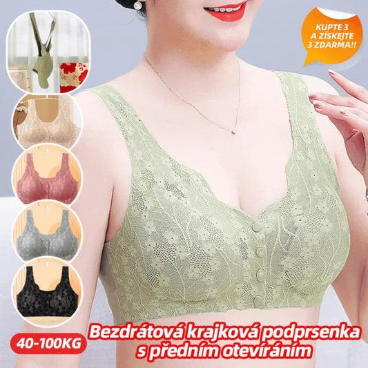 😍【2-delni paket】Ženski nedrček brez žic z gumbi na sprednji strani❤️【40-100kg】