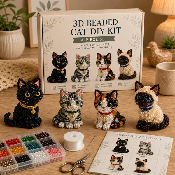 🐱 Crea tú mismo 4 adorables gatos y perros de cuentas.